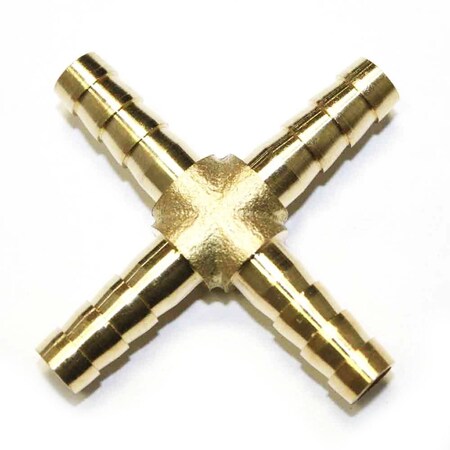 Interstate Pneumatics 1/4 Inch Brass Hose Barb Cross Manifold Fitting, PK 6 FBX44-D6
